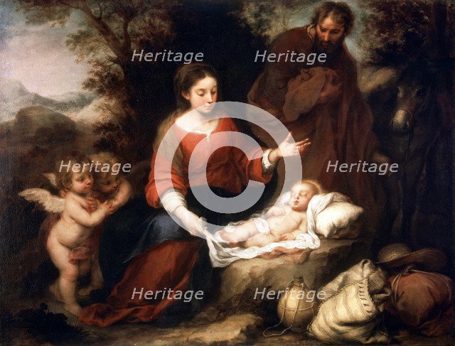 'Rest on the Flight into Egypt', c1665. Artist: Bartolomé Esteban Murillo 