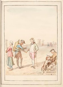 Pont Neuf, Paris, leaf from 'A Collection of Dresses by David Allan Mostly from Nature', 1776. Creator: David Allan.