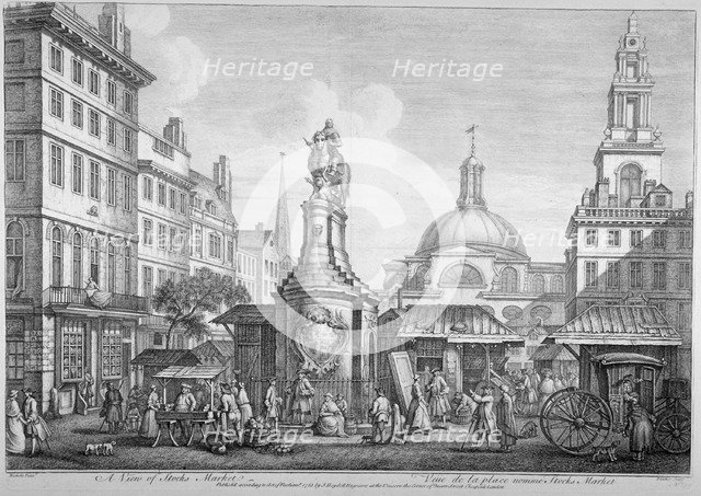 View of the Stocks Market, Poultry, City of London, 1753. Artist: Henry Fletcher