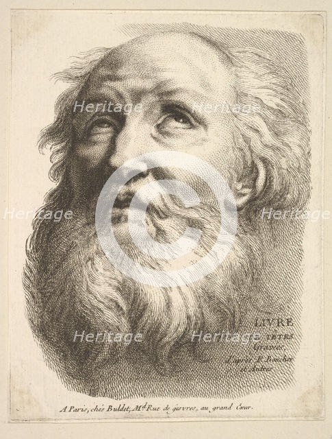 Frontispiece: Head of a Bearded Man, from "Livre de Têtes Gravées d'apres F. Bouch..., 18th century. Creator: Unknown.