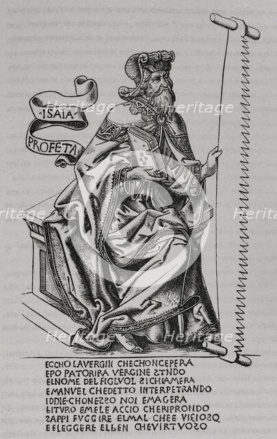 Isaiah, holding a saw in his hand, the instrument with which he was tortured, 15th century, (1877). Creator: Unknown.