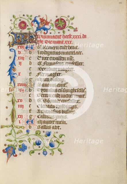 October Calendar Page; Book of Hours, after 1460. Creator: Unknown.