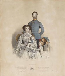 Francis Joseph I and Elisabeth of Austria with children, Gisela and Rudolf.
