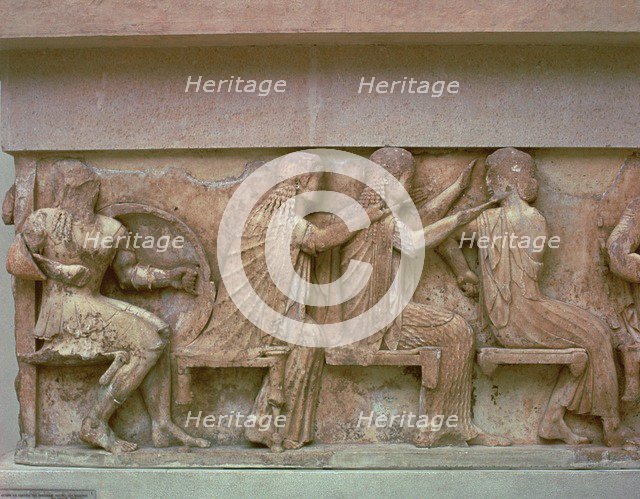 Detail of a frieze on the Treasury of the Siphnians, 6th century BC. Artist: Unknown