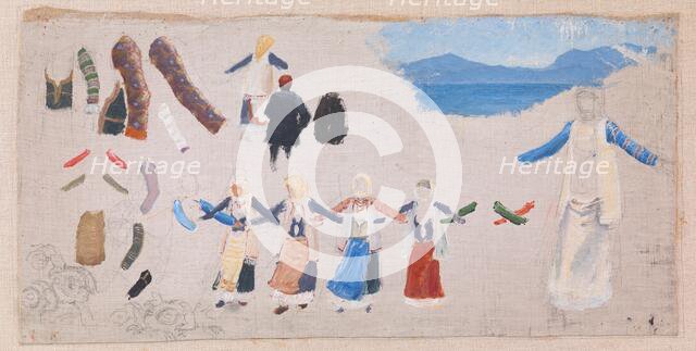 Dancing women, costume details and a landscape, 1896. Creator: Niels Skovgaard.