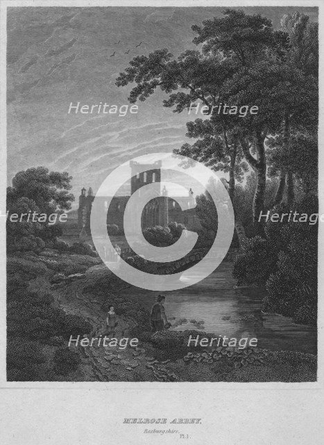 'Melrose Abbey, Roxburghshire', 1814. Artist: John Greig.