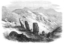 Group of images inside the crater of Otuiti, Easter Island, 1869. Creator: Unknown.