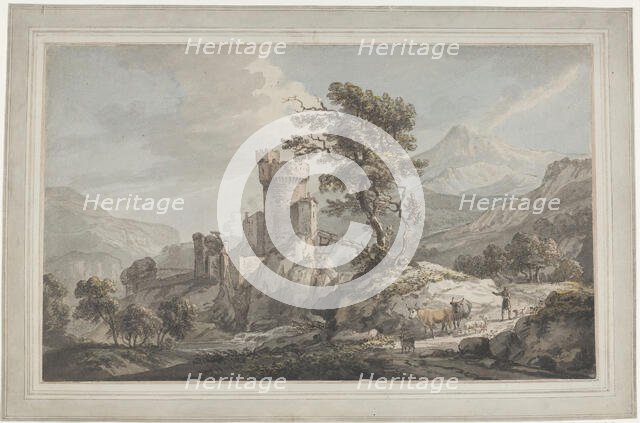 Mountainous Landscape with a Fortress, 1760. Creator: Paul Sandby.