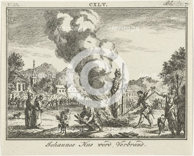 Burning of Jan Hus at the stake, Mid of the 18th century. Artist: Fokke, Simon (1712-1784)