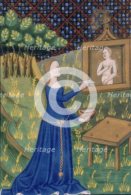 Thamar (Timarete) painting her picture of Diana, c1400-c1425. Creator: Unknown.