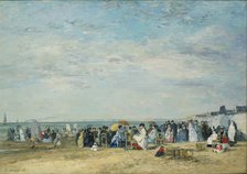 The Beach at Trouville. Artist: Boudin, Eugène-Louis (1824-1898)