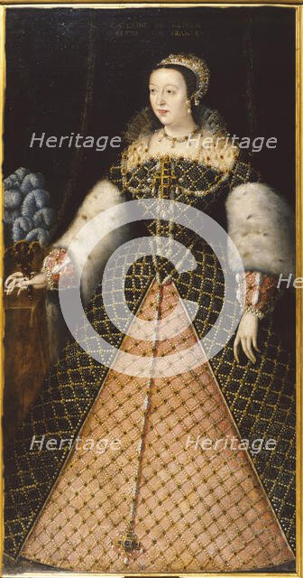 Portrait of Catherine de' Medici (1519-1589), c. 1550. Creator: Le Mannier, Germain (active c. 1537-1559).