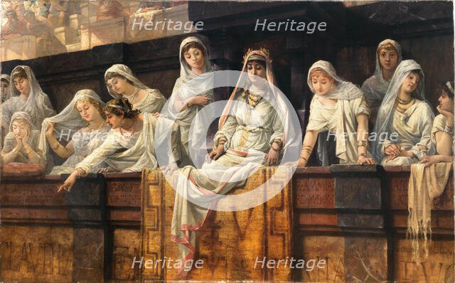 The Byzantine Empress Theodora I in her imperial box in the Hippodrome of Constantinople. Creator: Leroux (Le Roux), Louis Héctor (1829-1900).