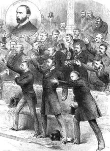 Disturbed Parliament: "the Home-Rulers stood up, and...with raised hands, shouted ‘Privilege'", 1881 Creator: Unknown.