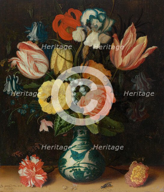 Still Life with Tulips, Roses and Carnations in a Wan Li Porcelain Vase with Butterfly and Insects. Creator: Ast, Balthasar, van der (1593/4-1657).
