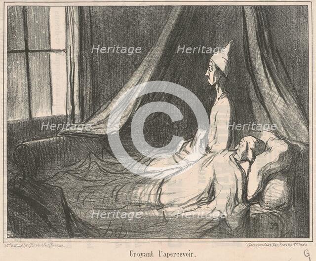 Croyant l'apercevoir ..., 19th century. Creator: Honore Daumier.