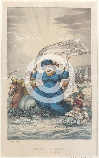 Widow Ducker & Her Nymphs, from "Poetical Sketches of Scarborough", 1813., 1813. Creators: Thomas Rowlandson, Joseph Constantine Stadler, J. Bluck.