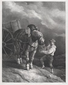 Boy Feeding a Cart Horse from a Nose Bag, 1822. Creator: Theodore Gericault.
