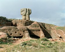 Celtiberian Roman rock city of Tiermes, detail of the rock digged houses.