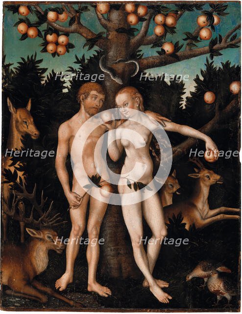 Adam and Eve in Paradise, 1550. Creator: Krodel (Crodel), Wolfgang, the Elder (ca. 1500-ca. 1561).