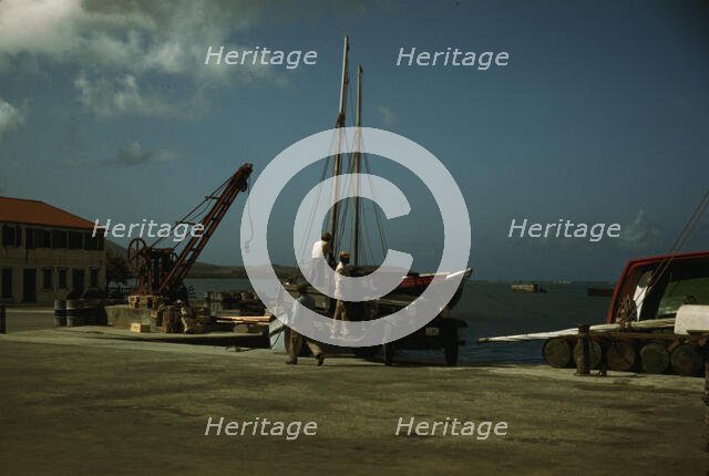 Along the waterfront, Christiansted, Saint Croix, Virgin Islands, 1941. Creator: Jack Delano.