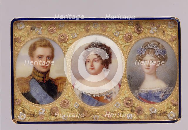 Snuffbox with portraits of Empress Maria Feodorovna, her Son and daughter-in-law, ca. 1823. Creator: Anthelme-François Lagrenée.