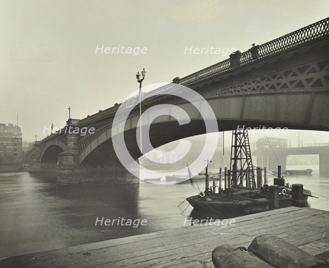 Southwark Bridge under repair, London, 1913. Artist: Unknown.