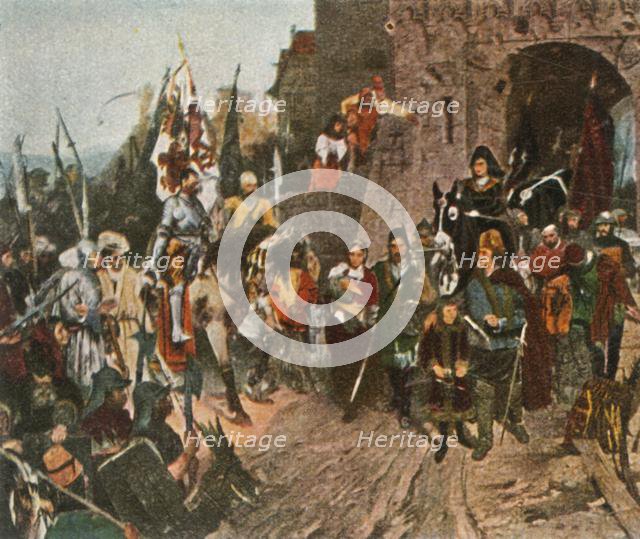 Agnes von Rosenberg surrenders her father's castle to the Hussites, 1426, (1936). Creator: Unknown.
