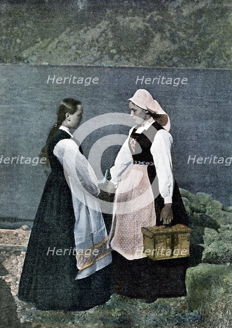 Postwoman, Sognafjorden, Norway, c1890. Artist: L Boulanger