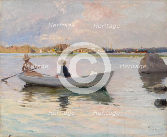 Girls in a Rowing Boat, 1886. Creator: Albert Edelfelt.