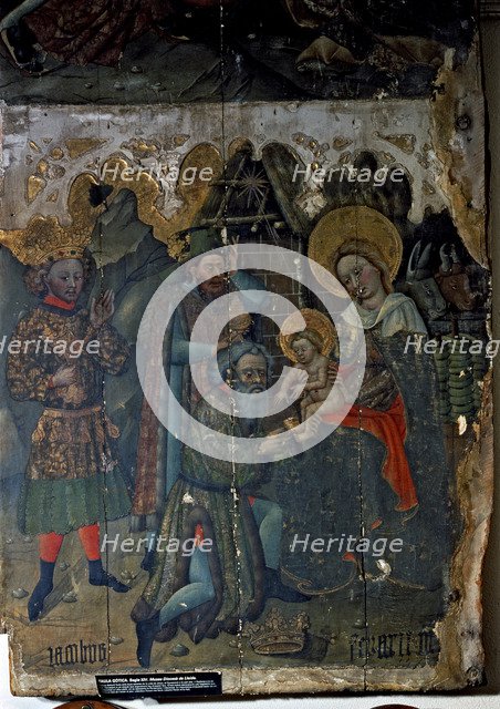  'Epiphany', table of the altarpiece of the Virgin, tempera on wood from the Old Cathedral of Lle…
