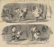 Chez le tailleur chez le coiffeur, 19th century. Creator: Honore Daumier.