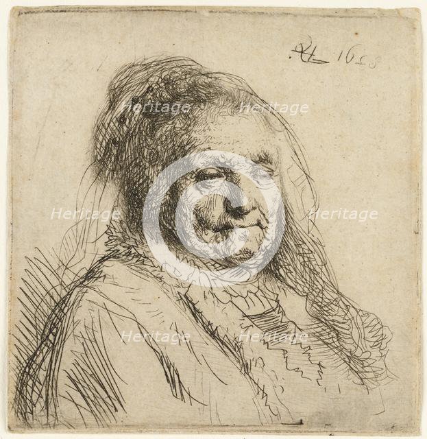 The artist's mother, head and bust, 1628. Creator: Rembrandt Harmensz van Rijn.