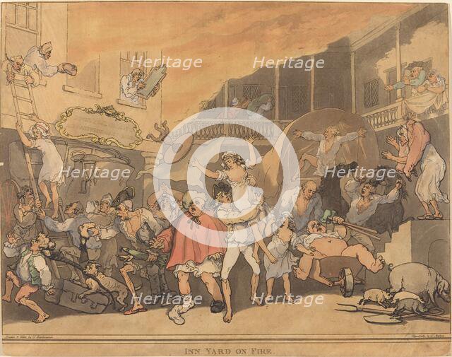 The Inn Yard on Fire, 1791. Creator: Thomas Rowlandson.