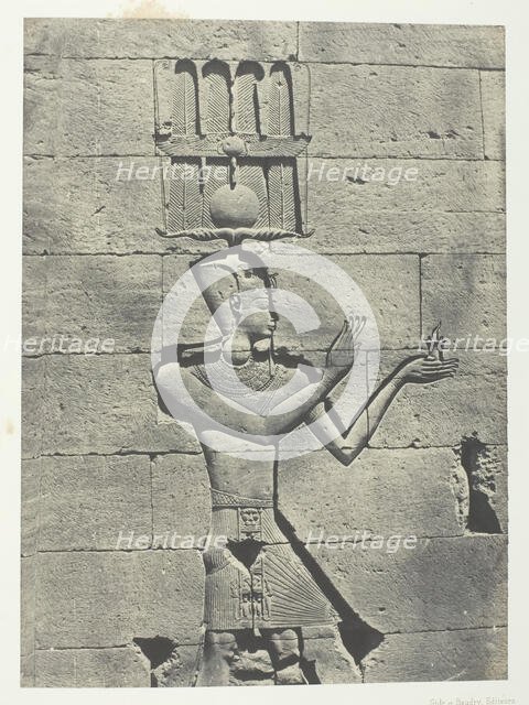 Kalabscheh, Sculptures De La Façade Postérieure Du Temple; Nubie, 1849/51, printed 1852. Creator: Maxime du Camp.