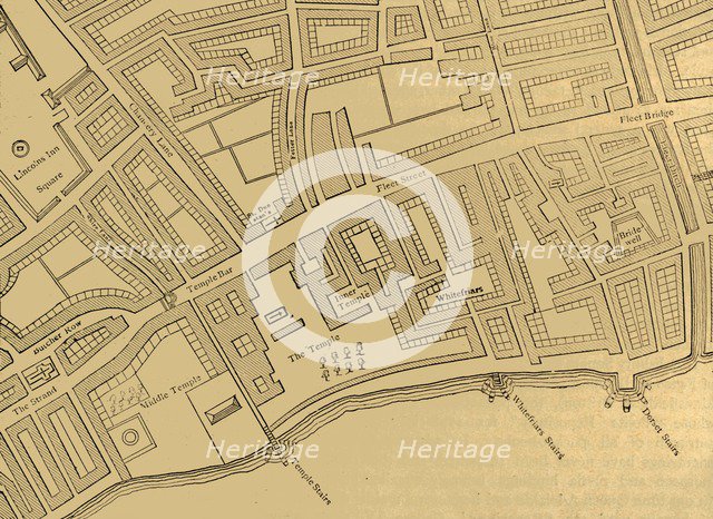 'Fleet Street, The Temple, Etc., From a Map of London, Published 1720', (1897).  Creator: Unknown.