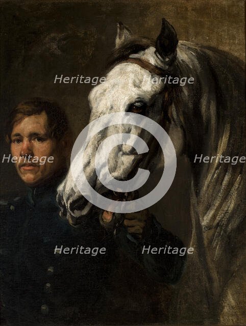 Stable Boy Holding the Horse by the Bridle, between 1842-1845. Creator: Piotr Michalowski.