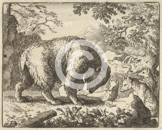Renard Promises the Bear to Take Him to a Place Where He Will Find Honey, 1650-75. Creator: Allart van Everdingen.