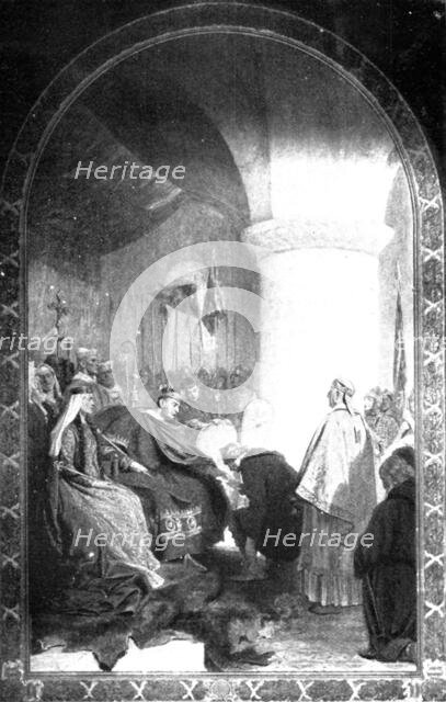 Pictures from the Royal Academy: William the Conqueror Granting a Charter... - Seymour Lucas, 1898. Creator: Unknown.