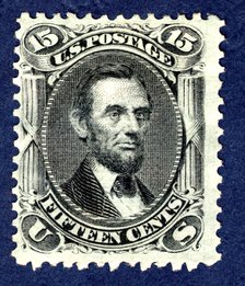 15c Abraham Lincoln E Grill single, 1867. Creator: National Bank Note Company.
