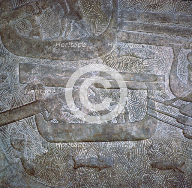 Assyrian relief of the transport of wood. Artist: Unknown