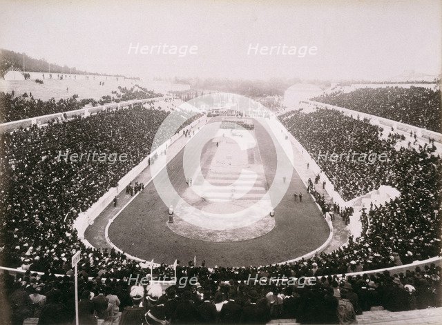 View of the first modern Olympic Games in Athens, 1896. Artist: Unknown