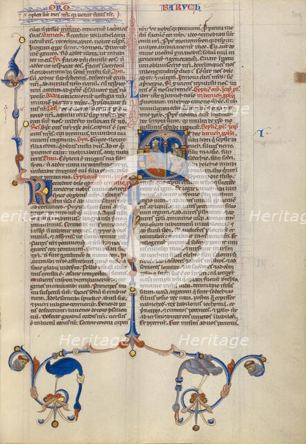 Initial E: Baruch; Abbey Bible, about 1250-1262. Creator: Unknown.