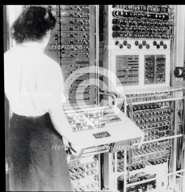 Colossus codebreaking computer in operation, World War II, 1943.  Creator: Unknown.