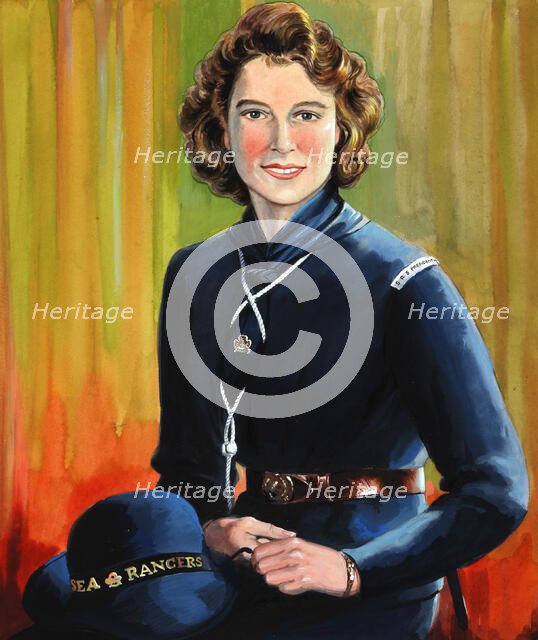 HRH Princess Elizabeth in uniform of Sea Rangers, May 1944. Creators: Central Office of Information, Unknown.