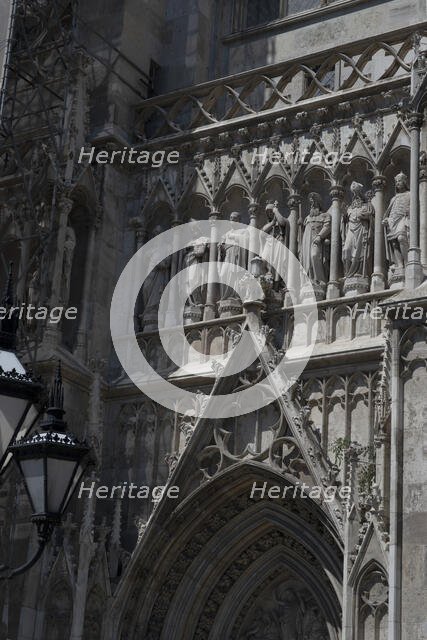 Elaborate figure entrance to the Votivkirche, Vienna, Austria, 2022. Creator: Ethel Davies.
