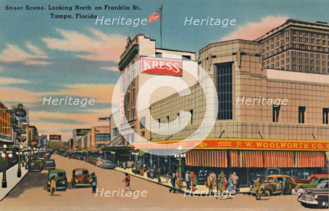 'Street Scene, Looking North on Franklin St., Tampa, Florida', c1940s. Artist: Unknown.