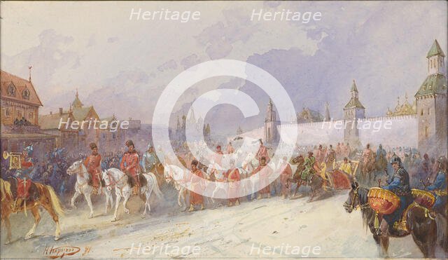 Entry of the captured family of Kuchum Khan into Moscow. 1599, 1891. Creator: Karasin, Nikolai Nikolayevich (1842-1908).