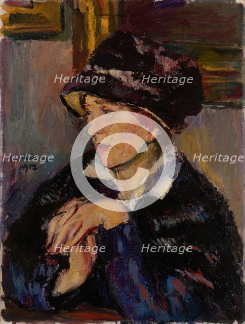 Woman with a Dark Hat, 1917. Artist: Faistauer, Anton (1887-1930)