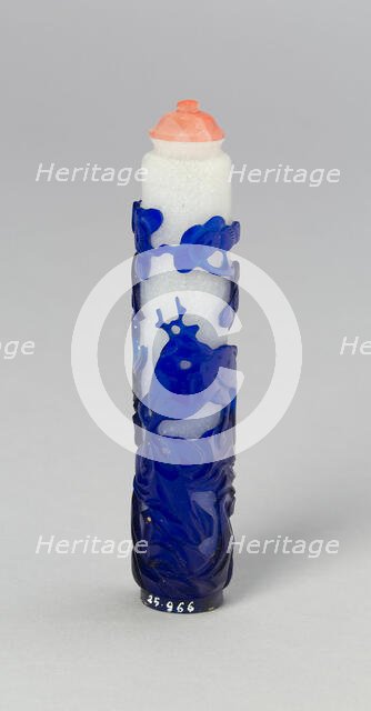 Cylindrical Snuff Bottle with Deer and Crane amidst Pine, Qing dynasty (1644-1911), 1750-1820. Creator: Unknown.